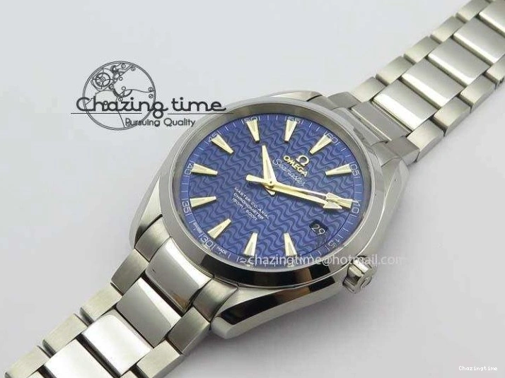0505 Aqua Terra “James Bond” SS V6F 1:1 Best Edition Blue Textured Dial On SS Bracelet A GoodFit 8202